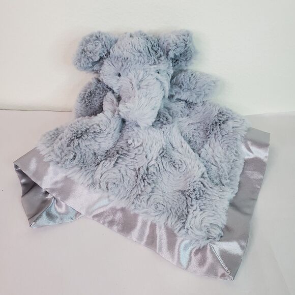 Cloud Island Gray Swirl Rosette Elephant Plush Lovey Security Blanket Satin - Picture 1 of 12